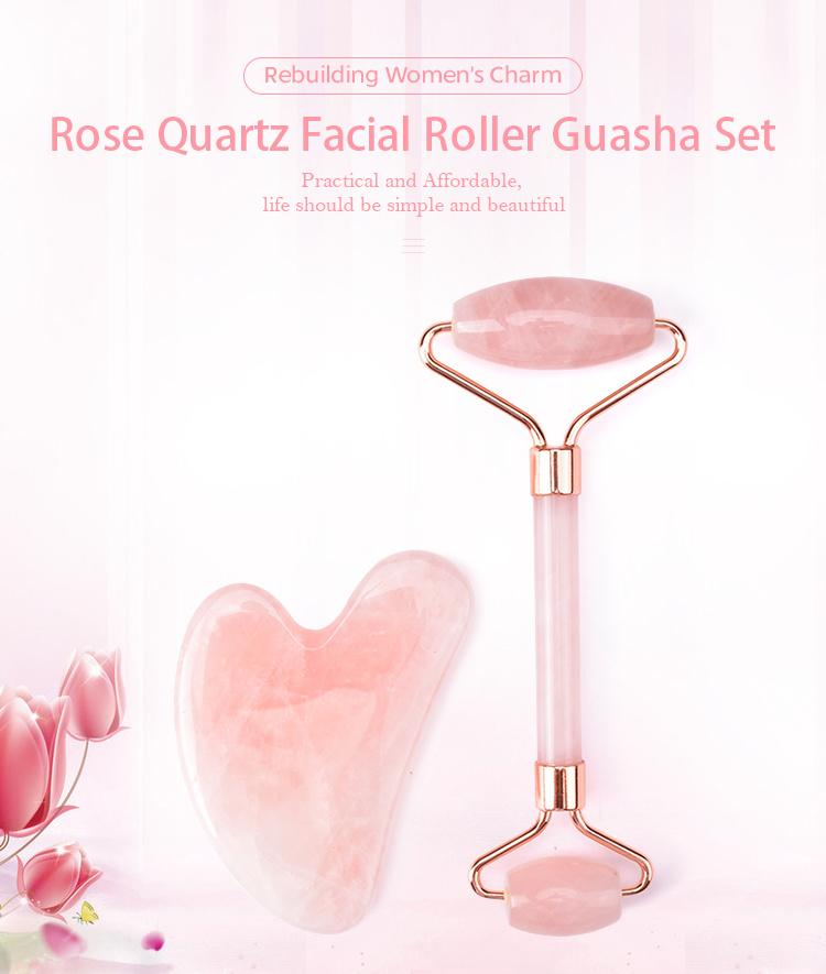 China Manufacturers Beauty Massager Scraping Tool Natural Crystal Stone Face Rose Quartz Facial Massage Roller