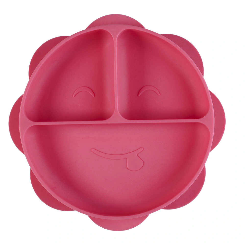 2021 Amazon BPA Free Silicone Baby Plates New Arrival Baby Feeding Flower Shape Plate with Suction