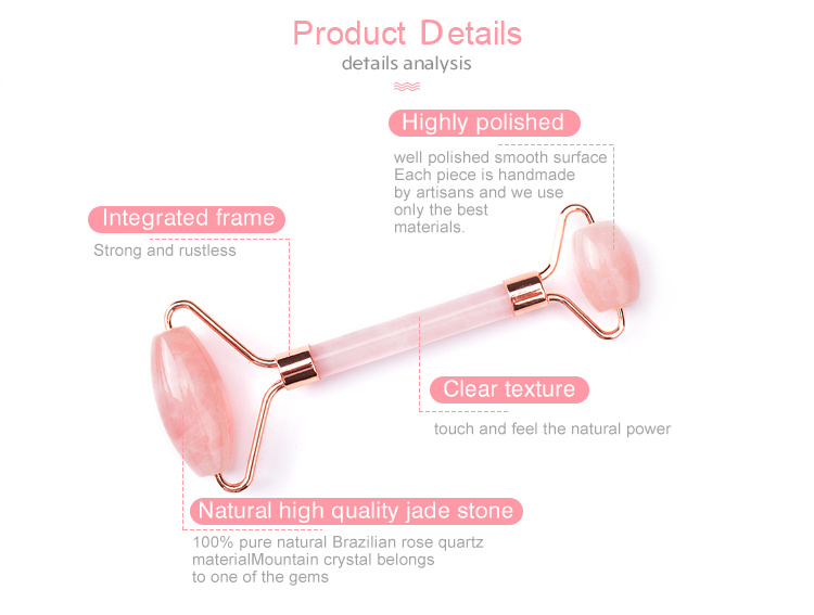 China Manufacturers Beauty Massager Scraping Tool Natural Crystal Stone Face Rose Quartz Facial Massage Roller