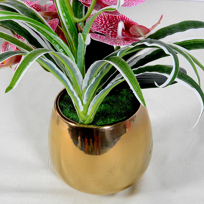 High Simulation Real Touch Orchids Artificial Silk Orchid Flower Potted White Flower Arrangement