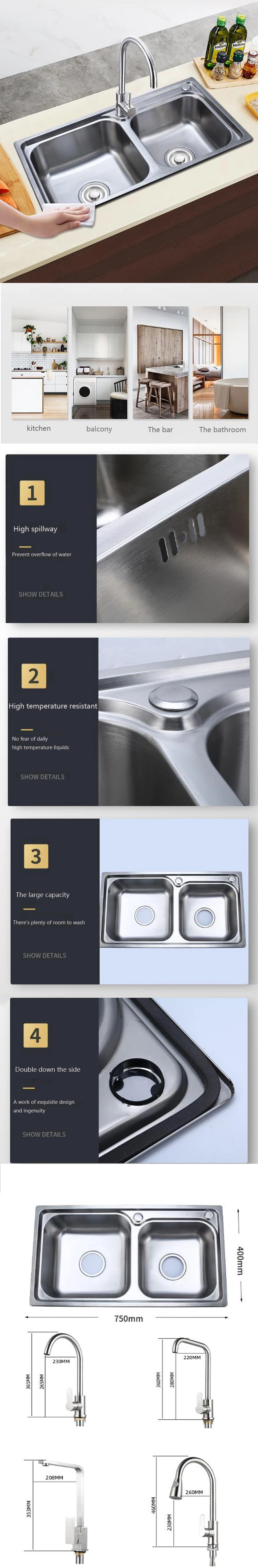 Custom Stainless Steel Kitchen Sinks Single Bowl Sinks Double Bowl Sink Undermount Sinks