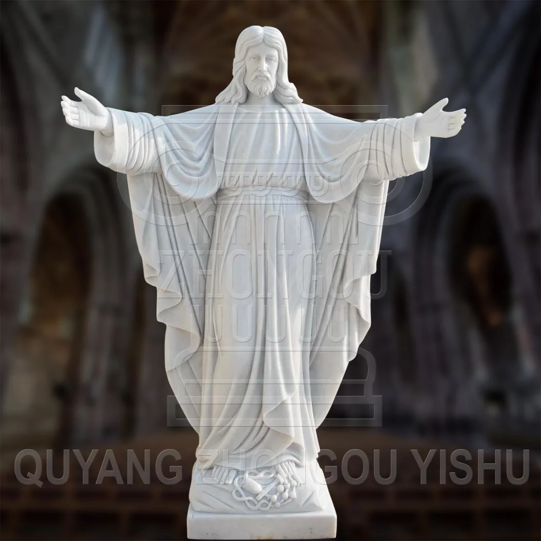 White Marble Stone Jesus Christ Church Statue Garden Decoration Sculpture