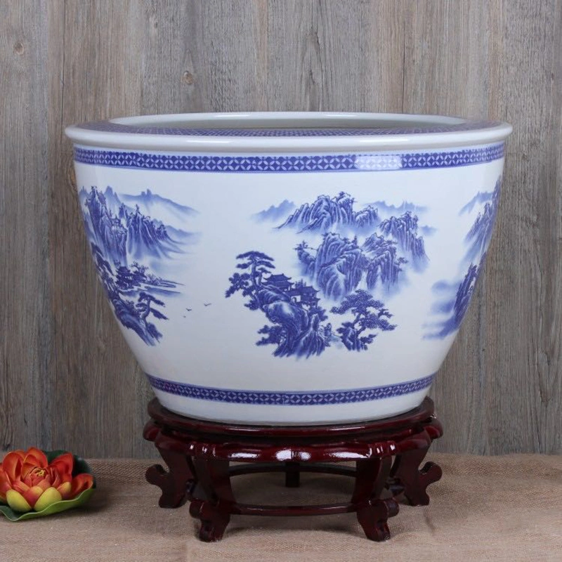 Wholesale Chinese Style Household Ceramic Decorations Large Ceramic Flower Plants Pots Blue and White Ceramic