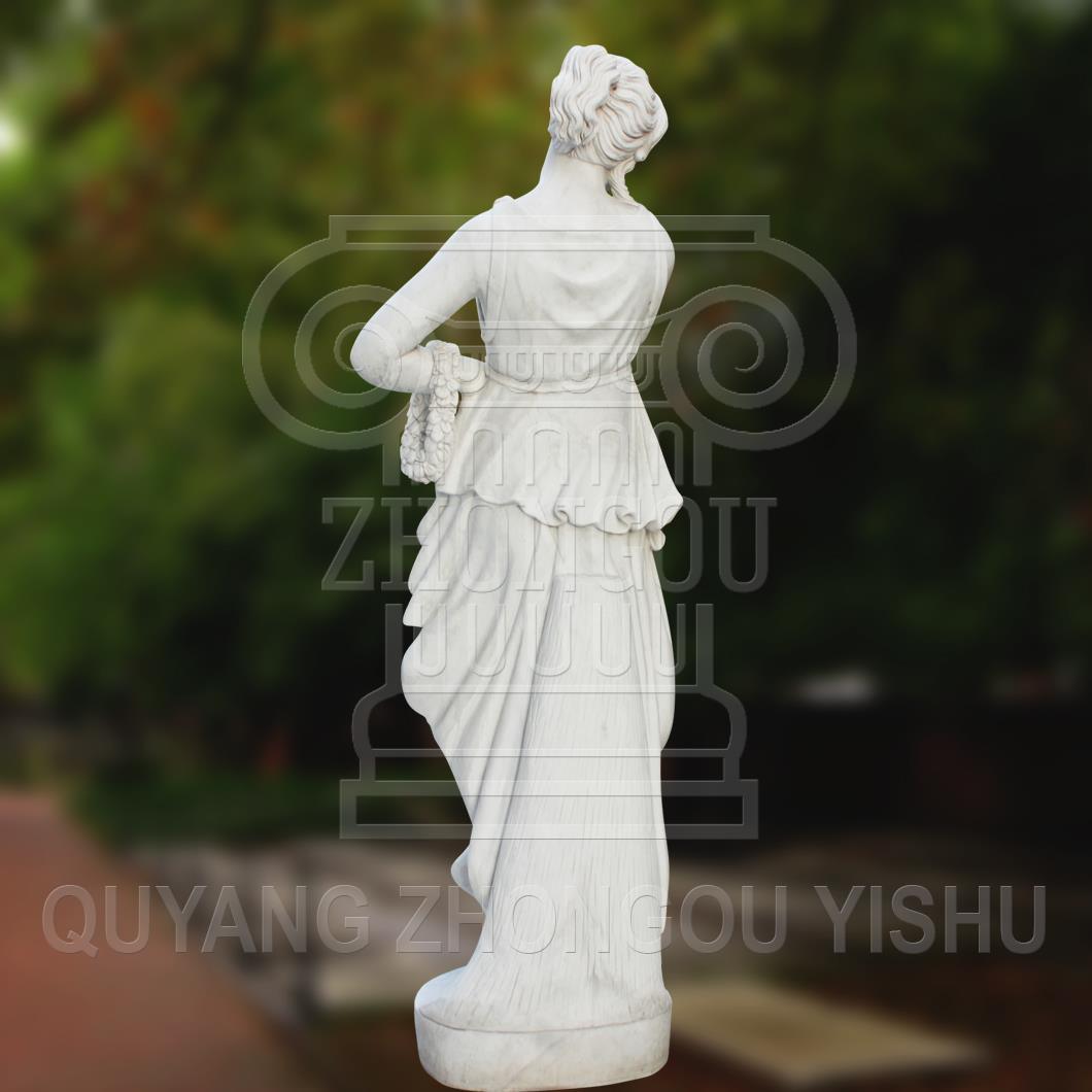 White Marble Stone Lady Woman Statue of Home Decoration Sculpture