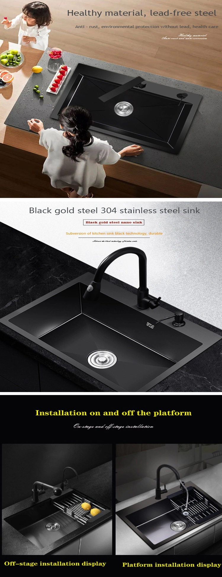 Modern Accessories Undermount Large 304 Double Bowl Basin Sinks Stainless Steel Kitchen Sink of Kitchen