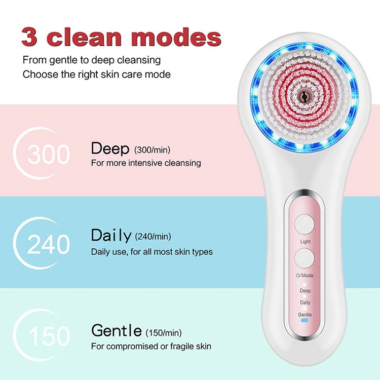 3 in 1 Electric Facial Cleaning Brush Device Sonic Wireless Face Cleansing Brush for Home Use