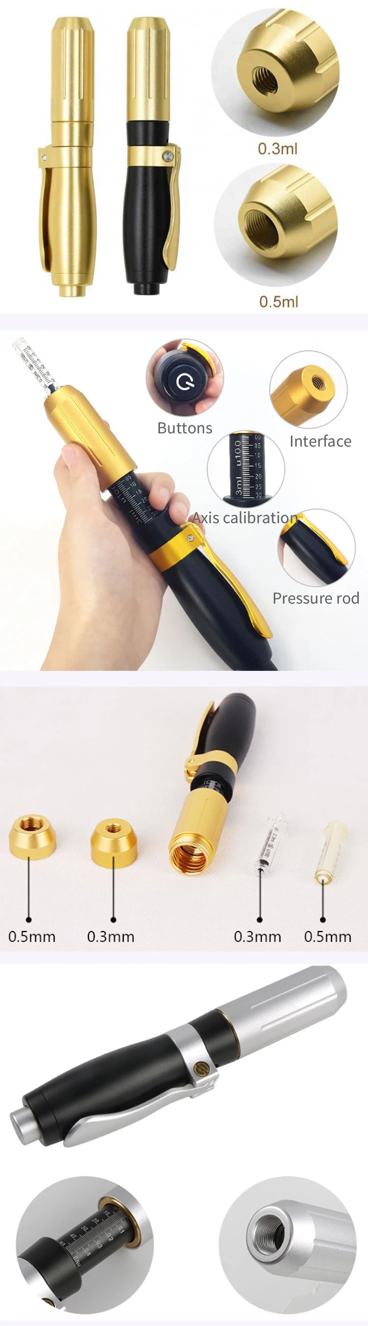 Top Quality Low Price Lip Injectable Filler Injector 0.3ml/0.5ml Black Hyaluronic Acid Pen