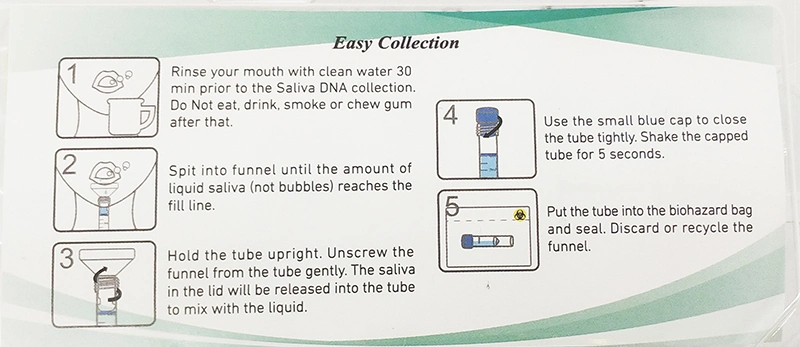 DNA/Rna Sterile V Shape Tys-01 Collecting Funnel Test Sample Tube Device Saliva Collection Kit