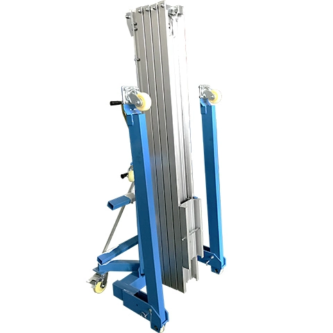 Portable Material Hoist Vertical Pipe Lifting Devices Double Pallet Forklift Manual Stacker Truck