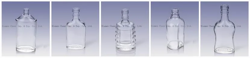 High Quality Miniture 150ml Little Clear Flat Bottle Glass Hip Flask with Screw Cap