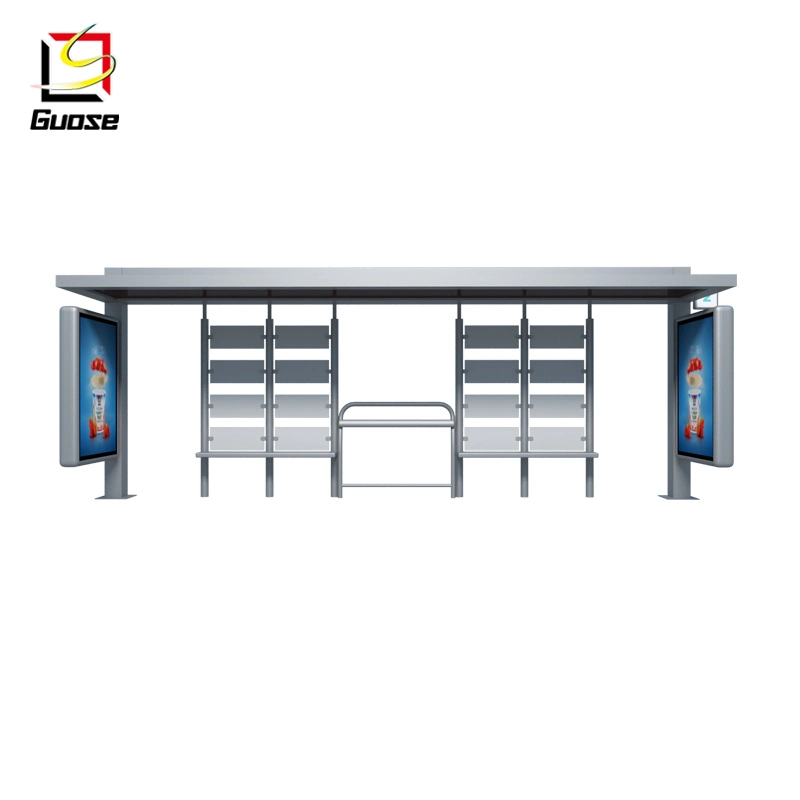 Outdoor Solar Panel Bus Shelter with Bus Stop Bench