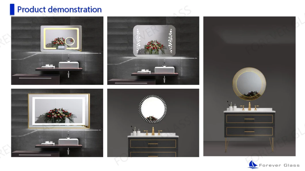 Makeup LED Lighted Mirror Silver Mirror Decorative Oval Bathroom Wall Mirror with Pad Touch Sensor