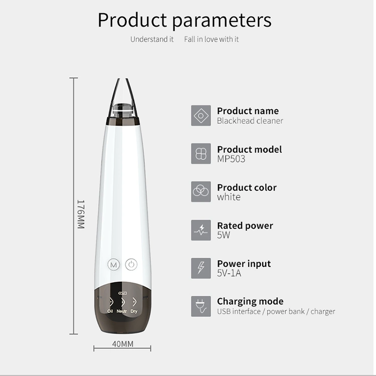 Rechargeable Face Vacuum Extractor Tool USB Vacuum Blackhead Remover