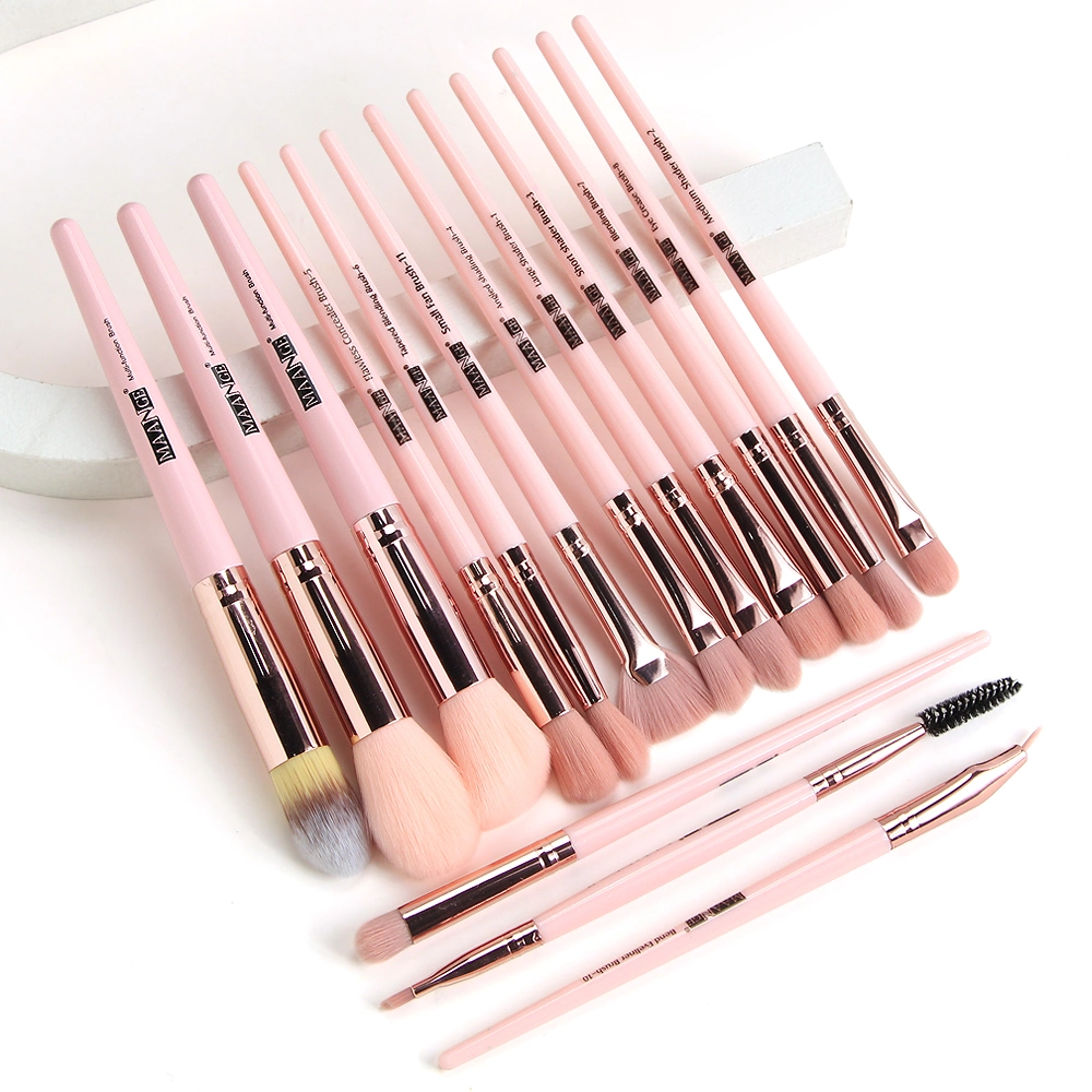 Maange 15PCS Makeup Brush Set Eye Shadow Blush Foundation Brush Beauty Tools