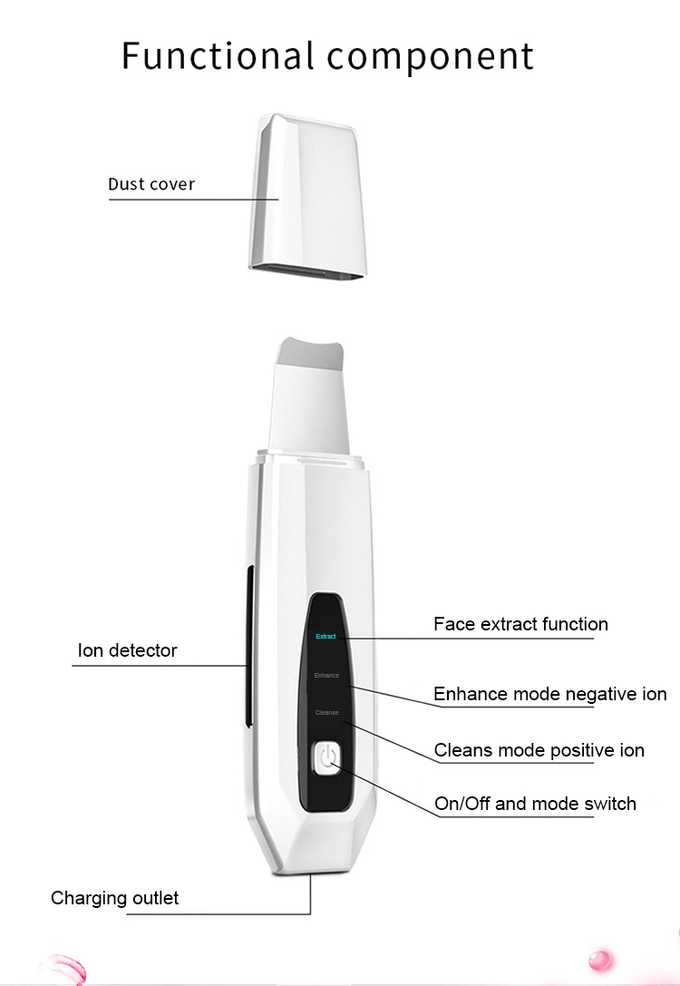 Ultrasonic Ion Skin Scrubber - Skin Spatula, Blackhead Remover Pore Cleaner with 4 Modes, Facial Scrubber Spatula, Comedones Extractor for Facial Deep Cleansing