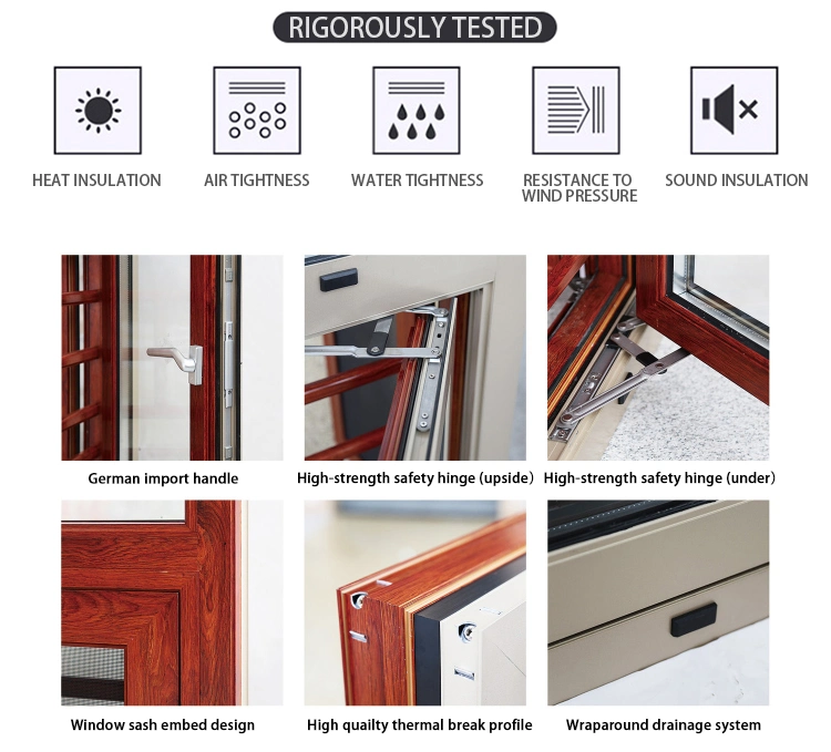 White French Round Top Casement Window Arch Glass Window Aluminum Fixed Half Round Arch Window with Grid
