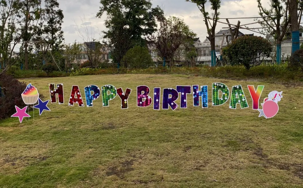 Outdoor Use Lawn Coroplast Boy Happy Birthday Custom Letter Yard Signs Corrugated Plastic with H Stakes