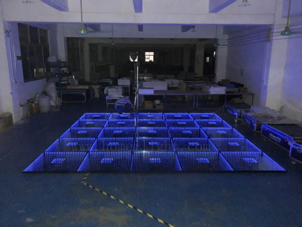 LED 3D Double Tunnel Dance Floor Mirror Abyss for Wedding Party Night Club Event