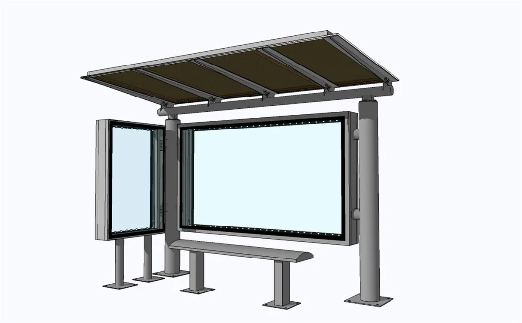 Outdoor Furniture Steel Structure Advertising Galvanized Bus Shelter with Bench