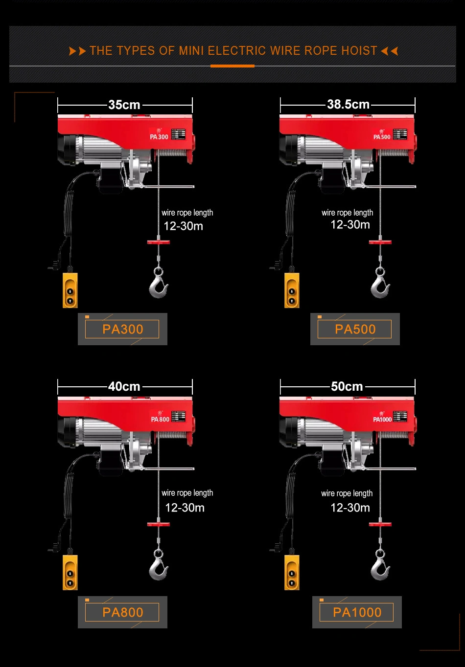 Txk Easy Install PA Electric Pulling Hoist Mini Electric Crane Hoist 200 Kg