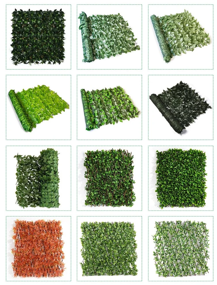 Customized Artificial Plants Outdoor Green Wall with Red Yellow Flower for Garden
