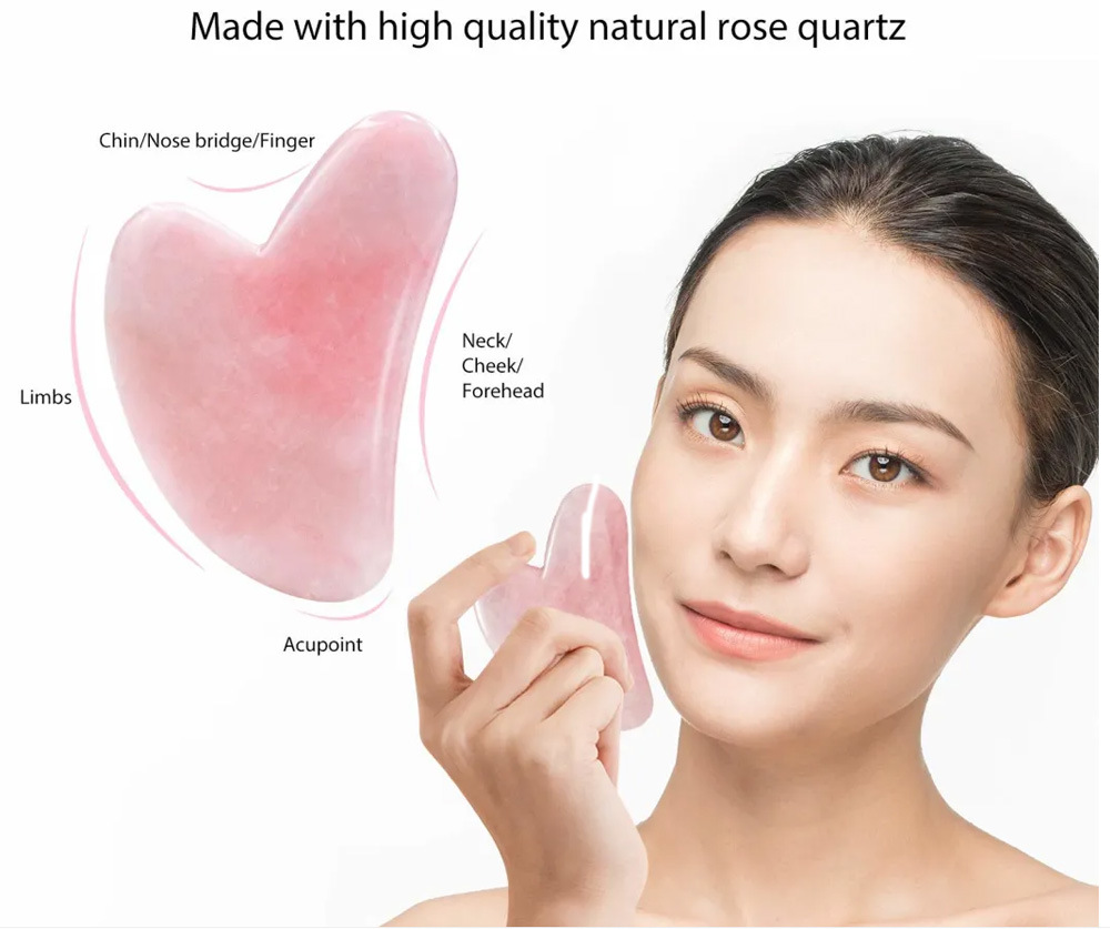 China Manufacturers Beauty Massager Scraping Tool Natural Crystal Stone Face Rose Quartz Facial Massage Roller