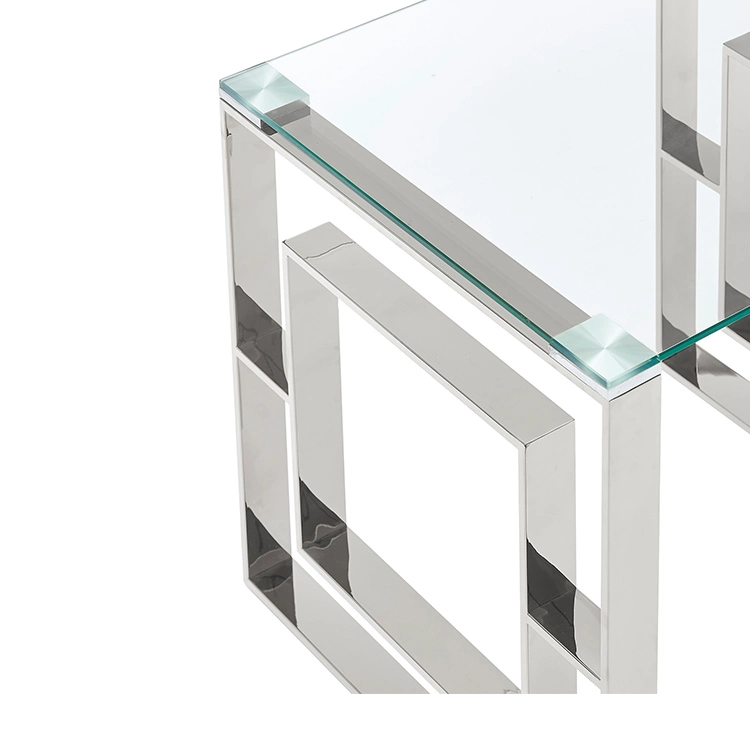 Glass Stainless Steel Golden Rose Golden Silver Modern Coffee Table / Living Room Table Set / Glass Console Table / Side Table / End Table/ Lamp Table