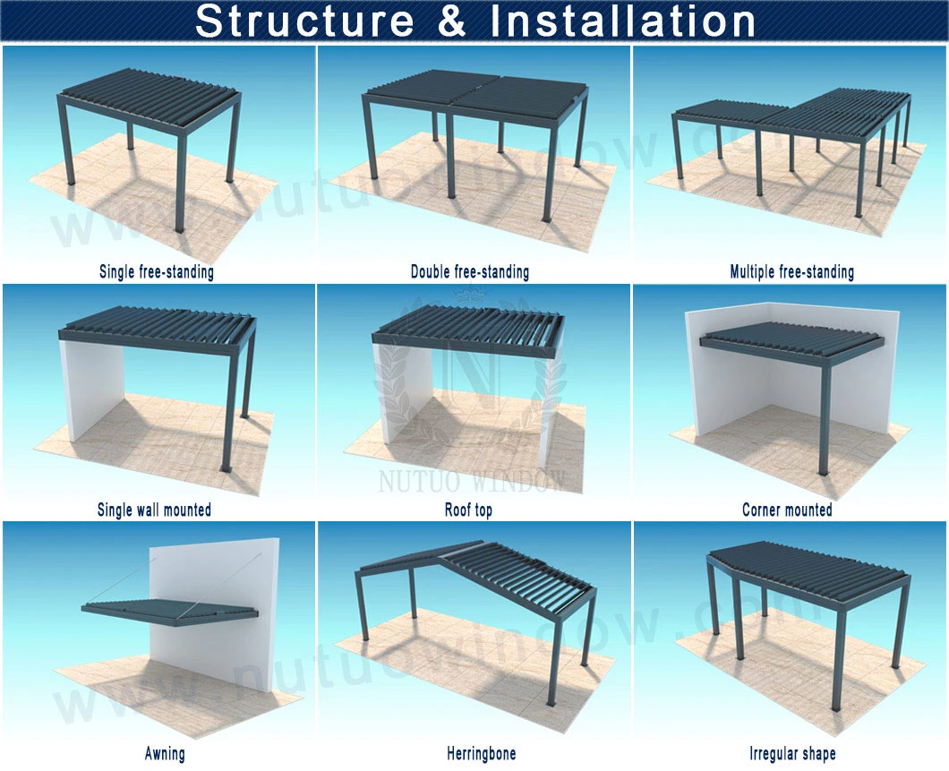 Waterproof Aluminum Louvered Pergola for Villa Garden