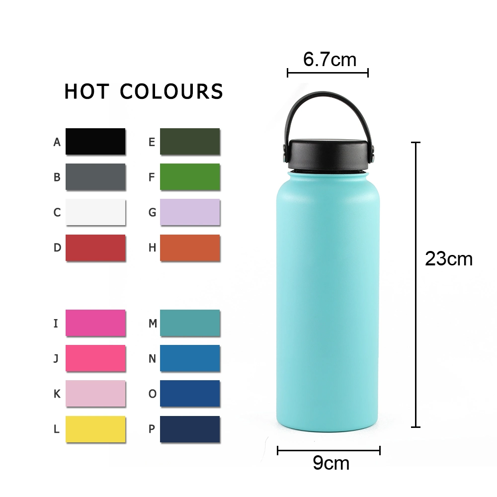 32 Oz Stainless Steel Wide Mouth Water Bottle Powder Coated Vacuum Insulated Thermos Flask