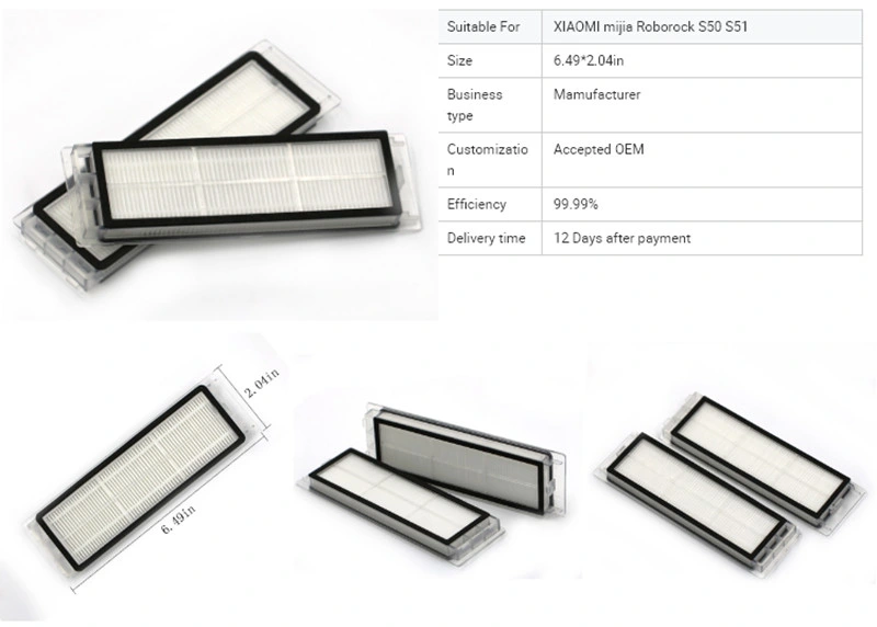 China Manufacturer True HEPA Air Filter Replacement for Xiaomi Mi Robot Vacuum Cleaner Parts