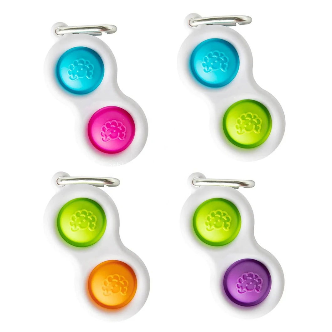 Handheld Mini Silicone Simple Dimple Fidget Buttons Keychain Toy Fidget Toys for Kids Adults