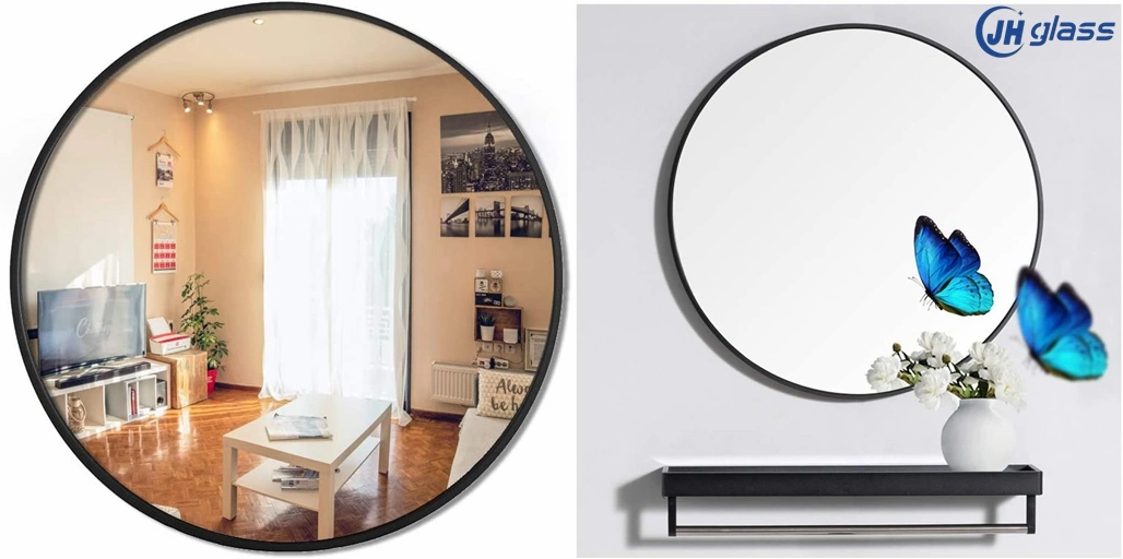Wall-Mounted Large Round Mirror Decorative Make-up Framed Mirror with Black Frame for Bedroom, Bathroom Entryway and Dining Room