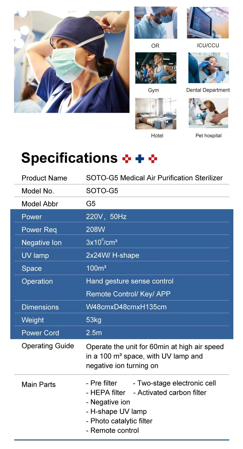 Soto-G5 Air Purification Sterilizer Air Purifier Air Cleaner Air Disinfector Medical Air Purifier