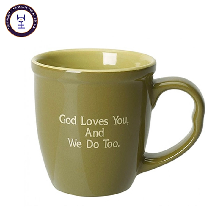 Zibo Factory 14oz Funnel Shape Printed Ceramic Coffee Mug