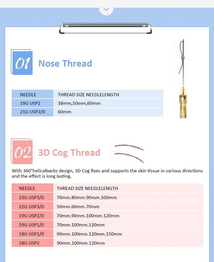 Mono 25g 50mm Absorbable Sutures Pdo Thread Lifting Mono for Medical Skin Tightening Face Lifting