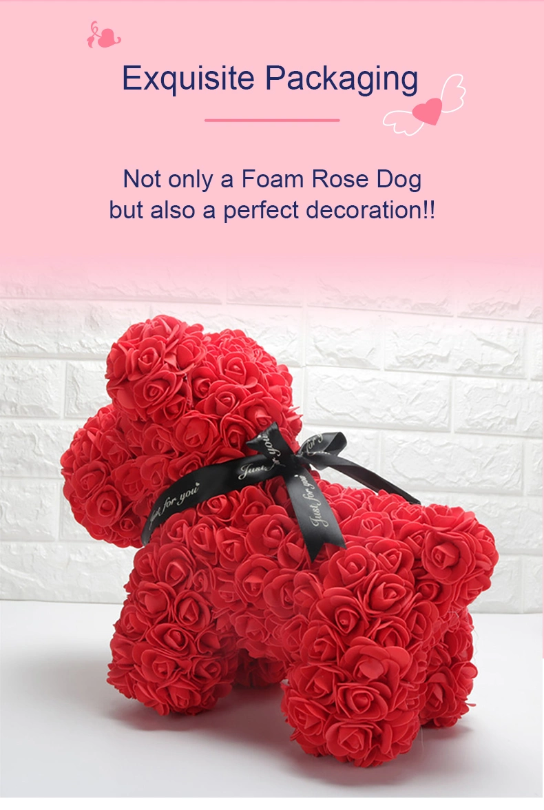 2021 Hot Sale Valentine's Day Gift Rose Bear Artificial Flowers Decoration Foam Rose Dog Rainbow Rose Puppy for Women