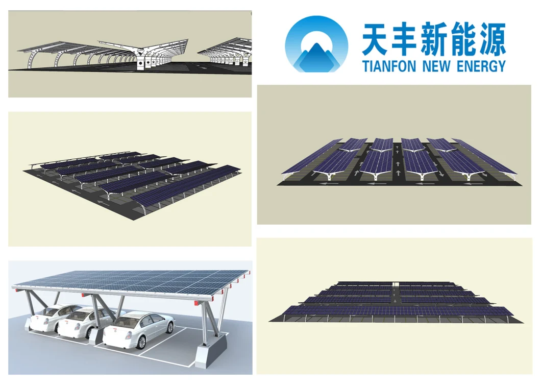 Solar Steel Structure Ground Mounting System Carport with Solar Panel for Parking