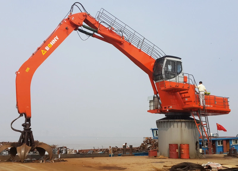 Stationary Fixed Material Handler with Muti-Tine Orange Peel Grab/ Clamshell Bucket/ Lifting Magnet Devices