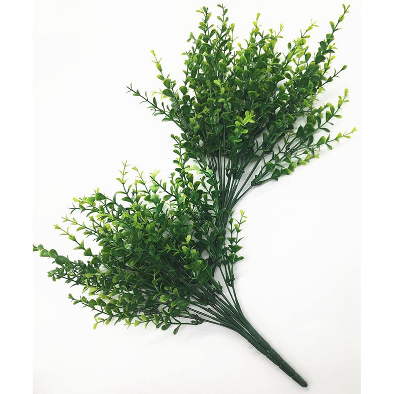 Artificial Boxwood (Pack of 4), Artificial Farmhouse Greenery Boxwood Stems Fake Plants and Greenery Springs for Home, Garden, Office, Patio, Wedding Decoration