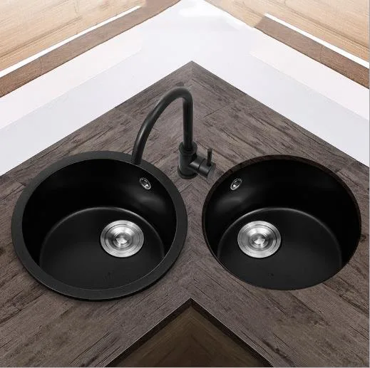 Black Nano Round Mini Sink Small Single Sink 304 Stainless Steel Bar Balcony Kitchen Wash Basin Small Size