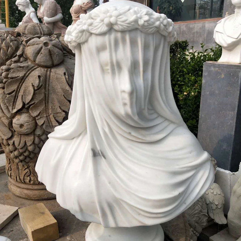 Life Size Beautiful Female Lady Bust Sculpture Marble Stone Statue
