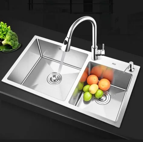 304 Thick Stainless Steel Double Bowl Sink Kitchen Wash Washing Dish Basin Undermount Sink Family