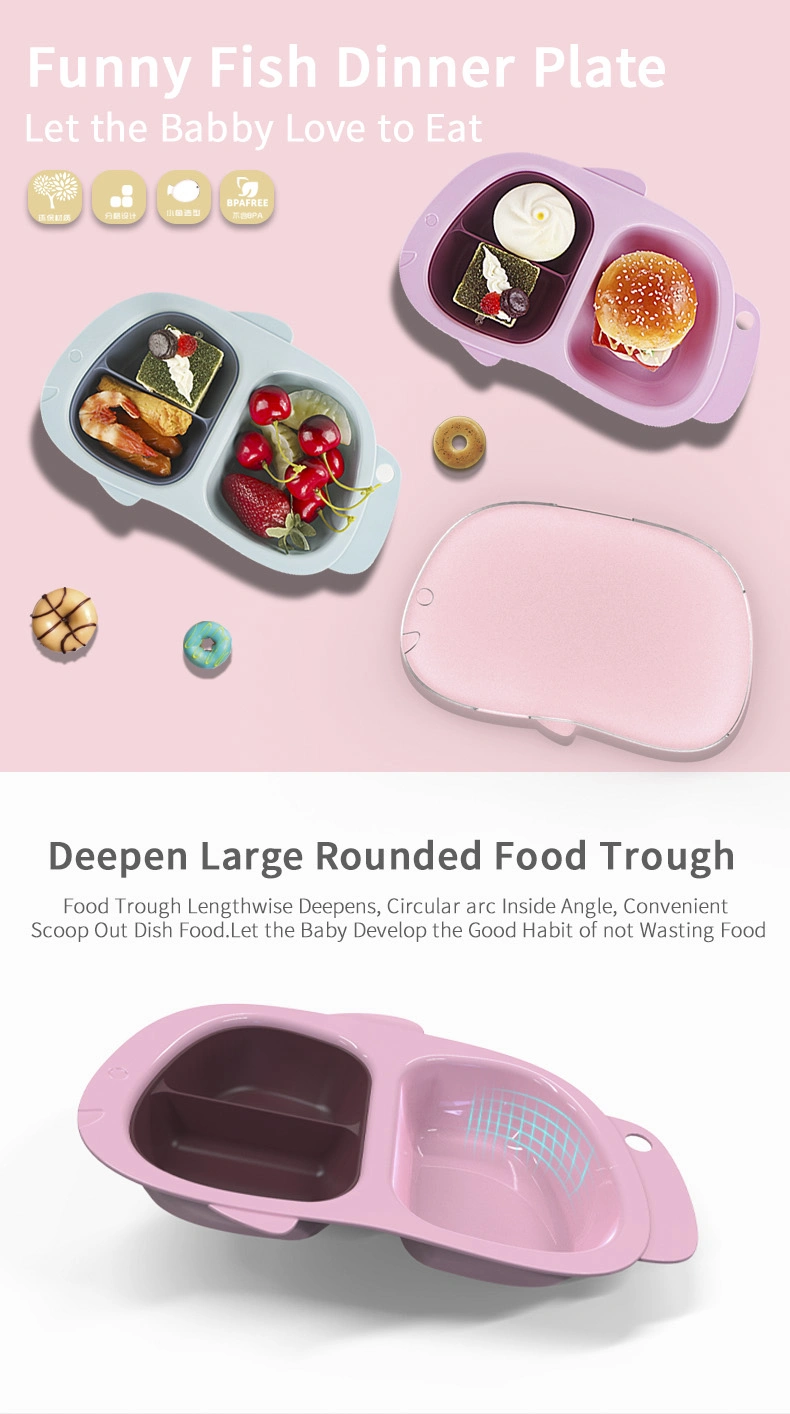 Custom Dinnerware Anti Slip Food Feeding Suction Plate Silicone BPA Free Baby Dish Set