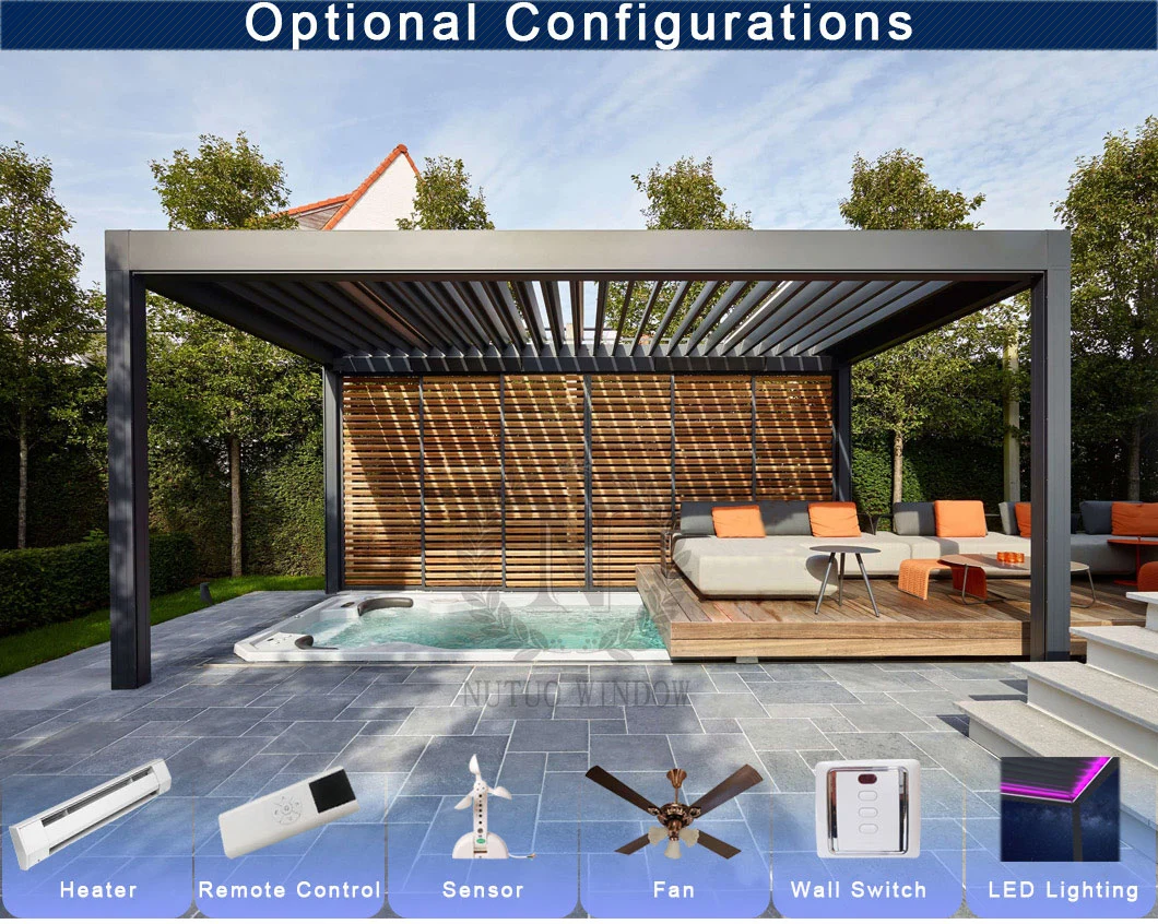 Aluminum Remote Control Pergola for Garden Waterproof Shading
