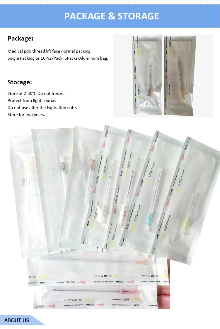 Mono 25g 50mm Absorbable Sutures Pdo Thread Lifting Mono for Medical Skin Tightening Face Lifting