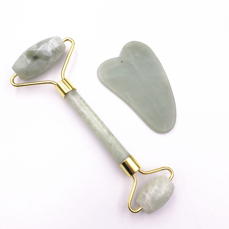 Highwoo Jade Roller and Gua Sha Scraping Massage Tool Set for Face and Body