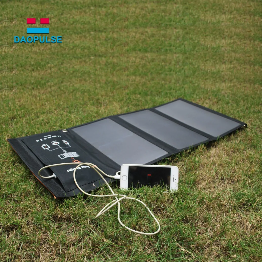 Outdoor Charging USB Port Foldable Solar Panel Solar Power Bank 21W Phone Changer Waterproof Travel