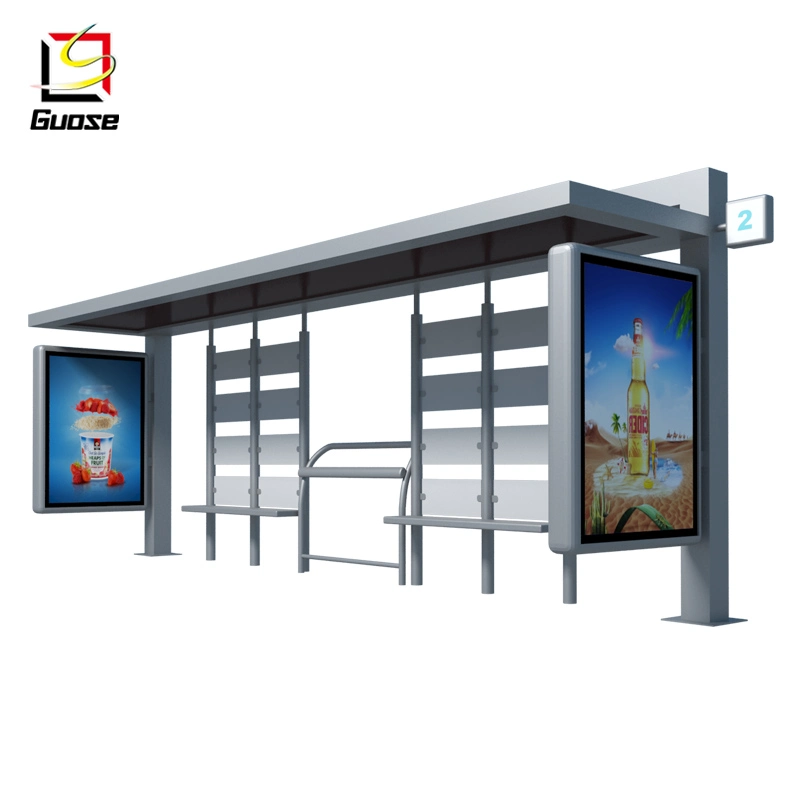 Outdoor Solar Panel Bus Shelter with Bus Stop Bench