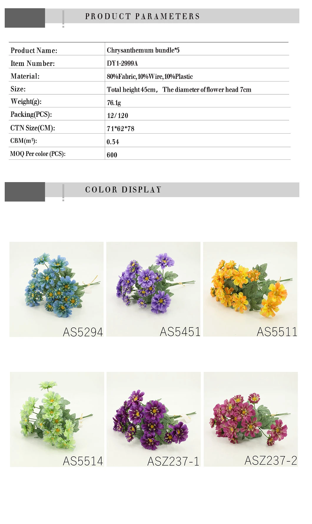 Real Touch Artificial Chrysanthemum Bundle Home Decorations Dy1-2999A