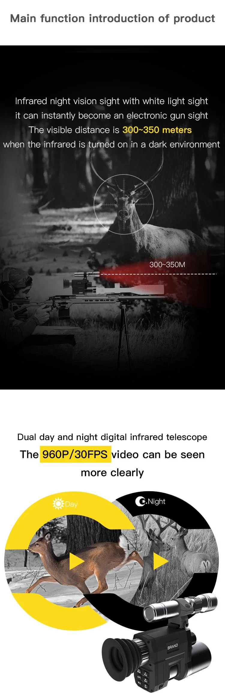 WiFi Night Vision Riflescope for Hunting Monocular Sniper Hunting Scope Adjustment for Shooting
